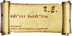 Kürti Eulália névjegykártya